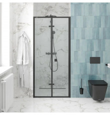 Душевая дверь в нишу Cerutti Spa Bella D81B 80 см, профиль черный, складная, стекло прозрачное