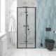 Душевая дверь в нишу Cerutti Spa Bella D81B 80 см, профиль черный, складная, стекло прозрачное