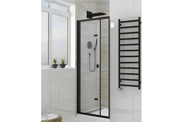 Душевая дверь в нишу Cerutti Spa Bella D81B 80 см, профиль черный, складная, стекло прозрачное