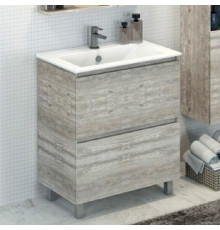 Тумба с раковиной Comforty Верона 75 дуб белый, напольная, с ящиками