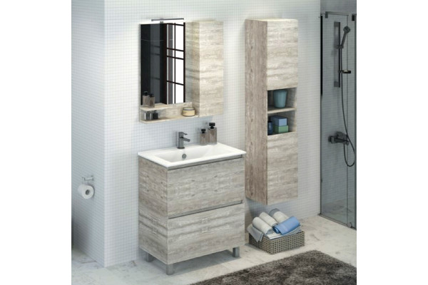 Зеркало-шкаф Comforty Верона 75 дуб белый правое, с полками