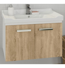 Тумба с раковиной Comforty Рига 70 дуб сонома, подвесная, с дверками