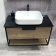 Тумба с раковиной Comforty Кёльн 75 дуб темный, подвесная, фурнитура черная