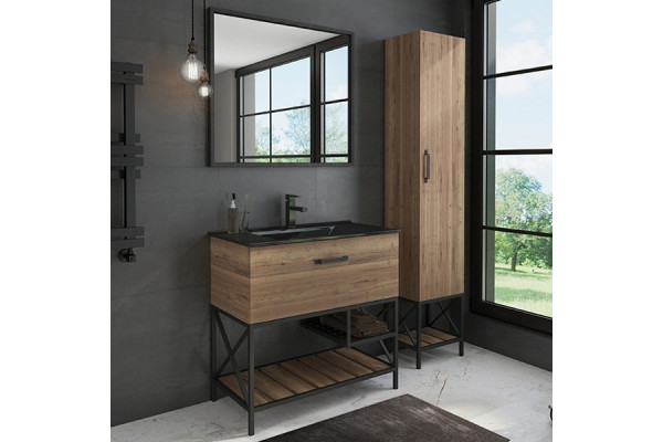 Зеркало Comforty Бредфорд 90 черное прямоугольное,  в современном стиле