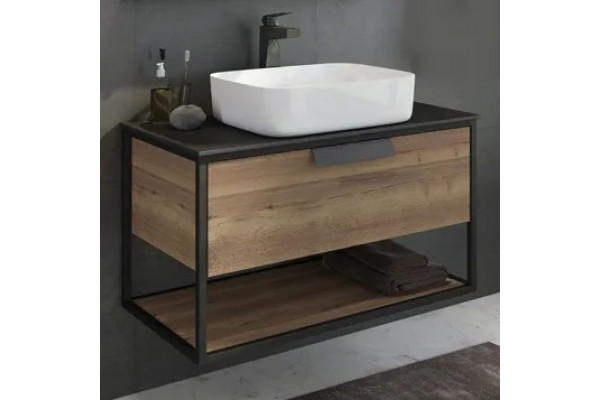 Мебель для ванной Comforty Кёльн 90-1 дуб темный подвесная, с ящиками