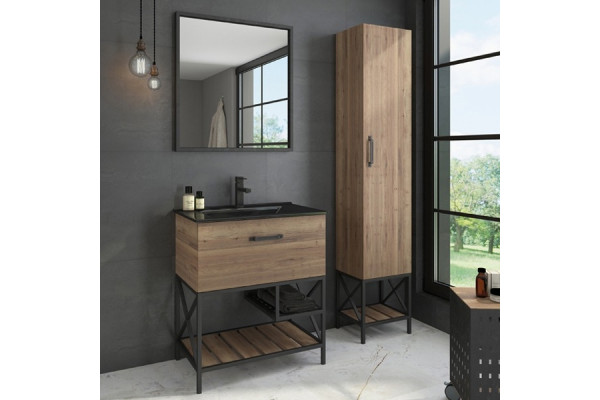 Зеркало Comforty Бредфорд 75 черное прямоугольное,  в современном стиле
