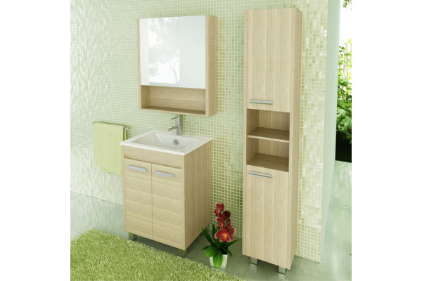 Зеркало-шкаф Comforty Марио 60, сосна лоредо, с дверками, прямоугольное