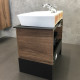 Тумба с раковиной Comforty Штутгарт 60, подвесная, дуб тёмно-коричневый, с доводчиками, фурнитура матовая черная