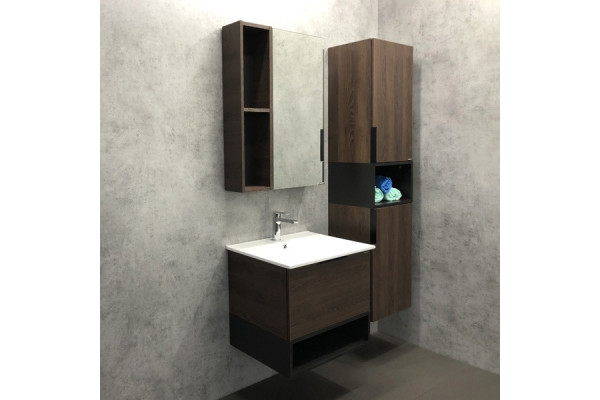 Зеркало-шкаф Comforty Франкфурт 60, дуб шоколадно-коричневый, прямоугольное, с доводчиками