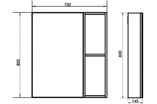 Зеркало-шкаф Comforty Осло 70 с полками, с доводчиками