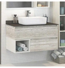 Тумба с раковиной Comforty Прага 90 подвесная, дуб белый, раковина T-Y9378, матовая, с доводчиками