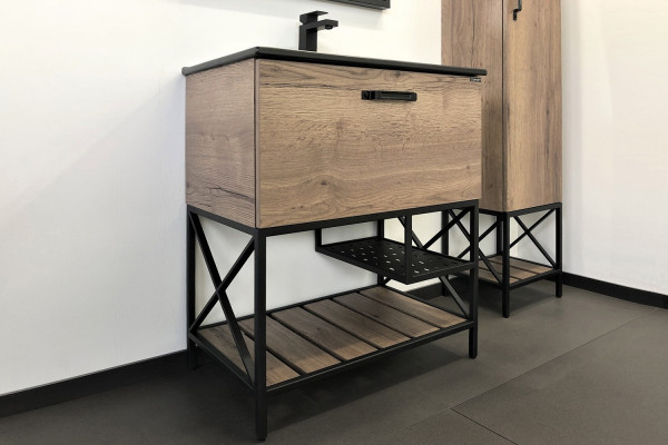 Тумба для комплекта Comforty Бредфорд 75 дуб темный напольная, матовая