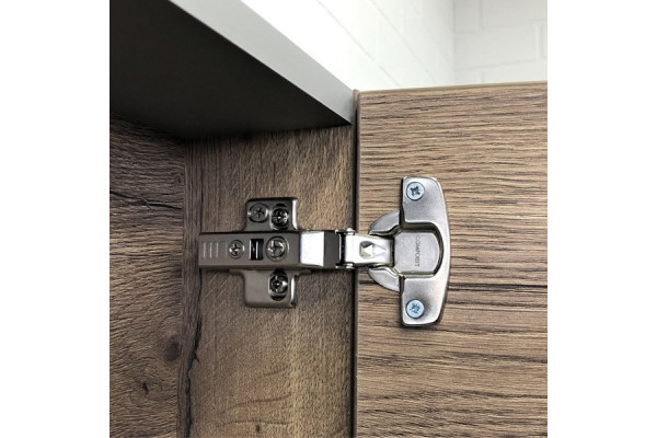 Зеркало-шкаф Comforty Никосия 70 дуб тёмный с полками, с доводчиками