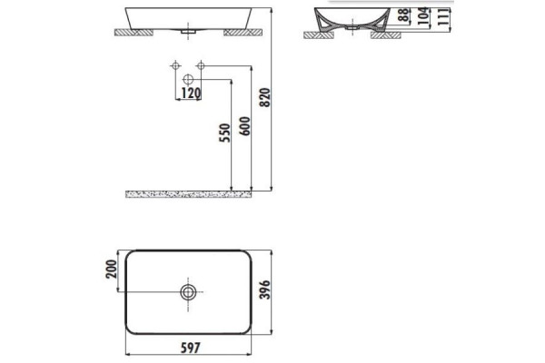 Раковина Creavit Ultra UL060.F0000 60 см капучино матовый цвет бежевый, на столешницу