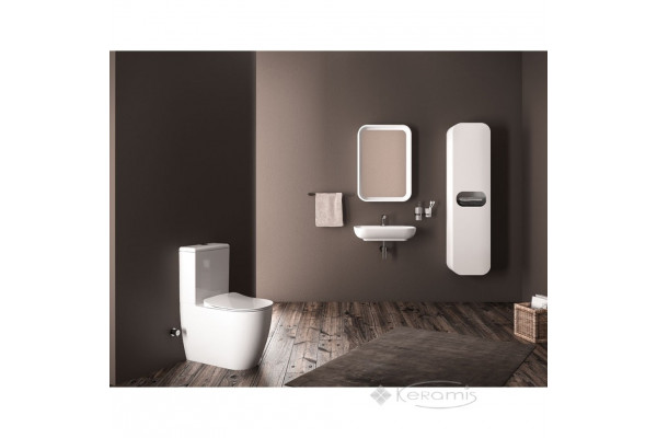 Унитаз напольный Creavit Free FE360 к стене, с биде, белый, овальный, 35.5x65 см