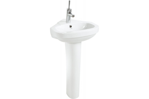 Рукомойник Creavit Corner VT145 с пьедесталом, цвет белый, угловая