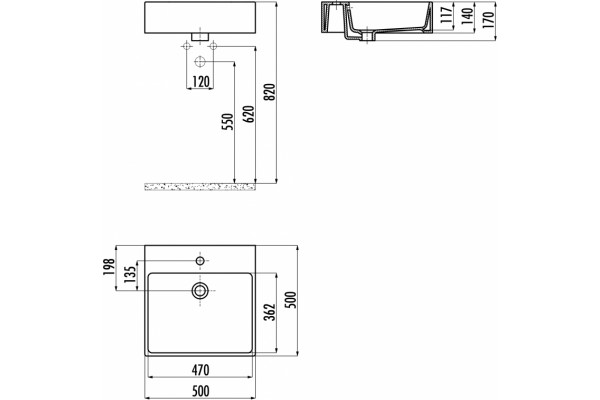 Раковина Creavit TP256 золото, цветы, на столешницу, квадратная, с переливом