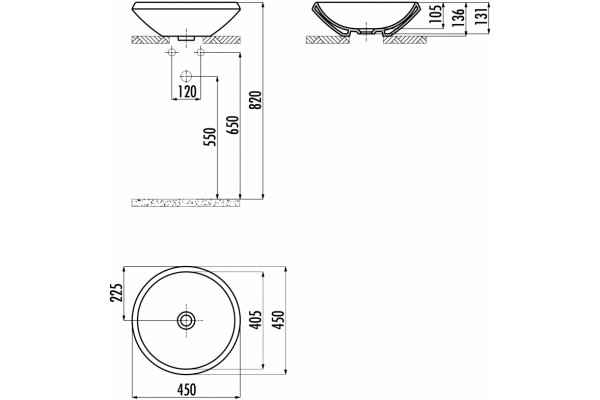 Рукомойник Creavit MN045 черный на столешницу, круглая