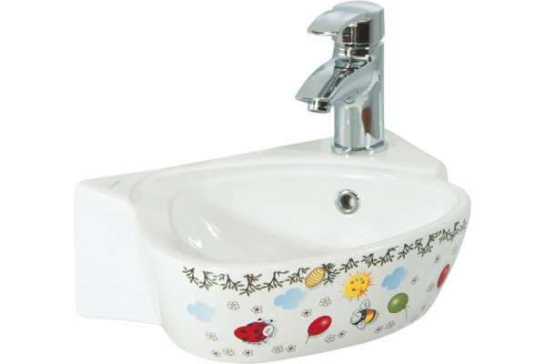 Рукомойник Creavit Cocuk CK035D с декором, с переливом,  в современном стиле