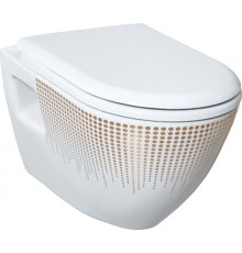 Унитаз подвесной Creavit TP325 золото, круги, овальный, 35.5x50.2 см