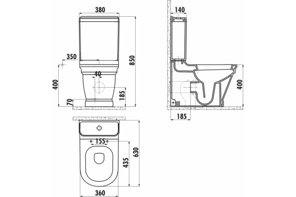 Унитаз напольный Creavit Antik AN361 белый, овальный, 36x63 см