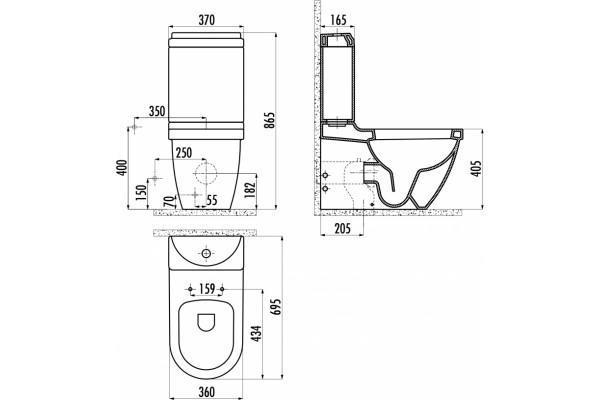 Унитаз напольный Creavit Dream DR311 белый, овальный, 37x69.5 см