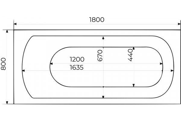Акриловая ванна Creto Scala 180x80 см прямоугольная, объем 245 л.
