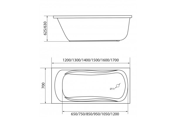 Акриловая ванна Creto Classio 160х70 см 10-16070 прямоугольная, объем 150 л.