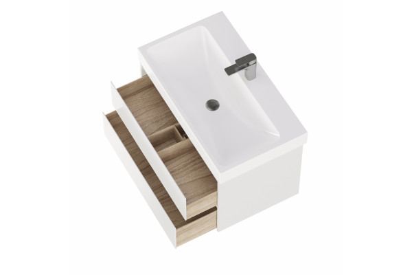 Тумба с раковиной подвесная Creto Scala 60 White, с ящиками,  в современном стиле
