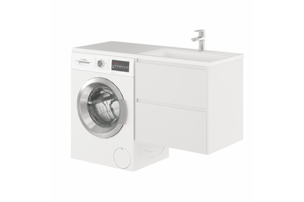 Тумба с раковиной подвесная Creto Cafor White 130 правосторонняя, с ящиками,  в современном стиле