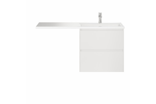 Тумба с раковиной подвесная Creto Cafor White 130 правосторонняя, с ящиками,  в современном стиле