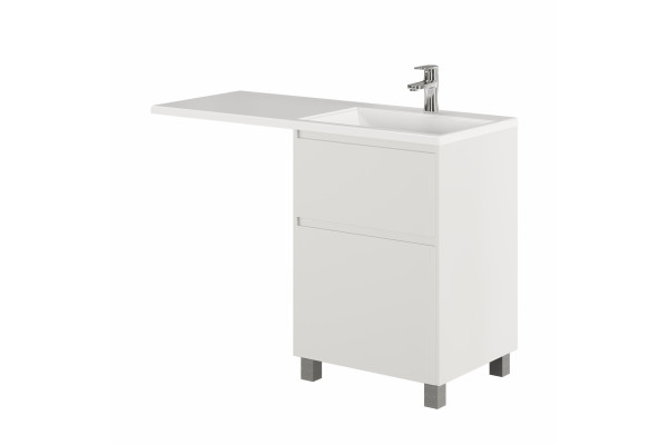 Тумба с раковиной напольная Creto Cafor White 120 правосторонняя, с ящиками,  в современном стиле