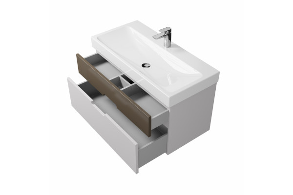 Тумба для комплекта подвесная Creto Malibu Capuchino Soft 100 с ящиками,  в современном стиле
