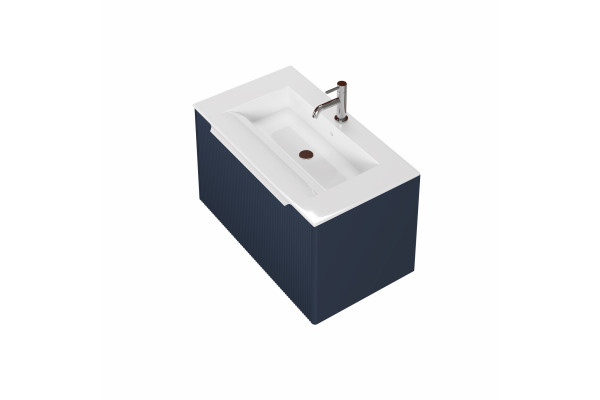 Тумба с раковиной Creto Luna Blue 80 см 17-Bl80, подвесная, с ящиками