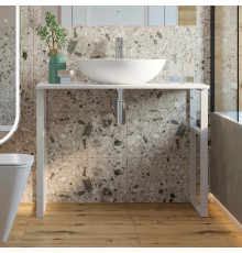 Консоль DIWO Элиста 100 белый мрамор, с раковиной Moduo 55 Leaf, подвесная