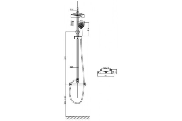 Душевая стойка D&K Potsdam DA2113701B09 хром, штанга 129 см