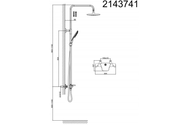 Душевая стойка D&K Potsdam DA2143741B14 хром, штанга 150 см