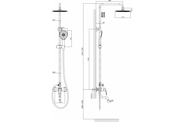 Душевая стойка D&K Venice Rialto DA1063701B14 хром, штанга 129 см