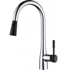 Смеситель D&K Rhein Schiller DA1462505B для кухонной мойки, черный, однорычажный, высота излива 23.6 см