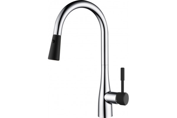 Смеситель D&K Rhein Schiller DA1462505B для кухонной мойки, черный, однорычажный, высота излива 23.6 см