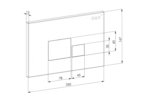 Кнопка смыва D&K Quadro DB1519001 хром механическая,  в современном стиле