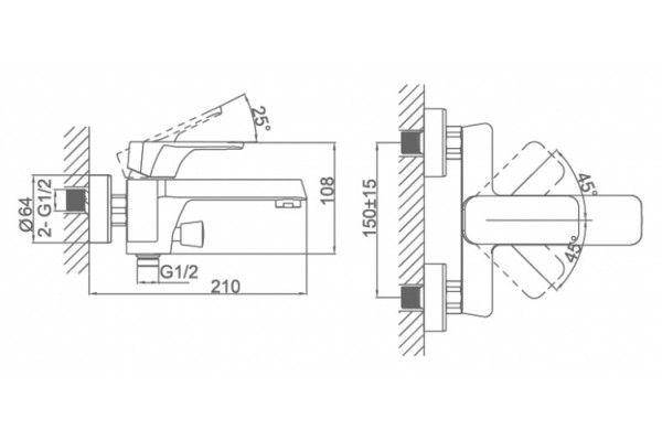 Смеситель D&K Berlin Humboldt для ванны с душем, зеленый, однорычажный, длина излива 21 см