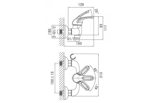Смеситель D&K Eucharius Rhein для душа однорычажный, хром