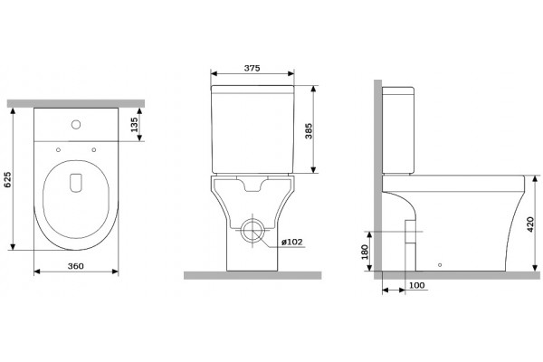 Унитаз-компакт Damixa Skyline DX35C8600SC безободковый, с микролифтом, белый, овальный, 37.5x62.5 см