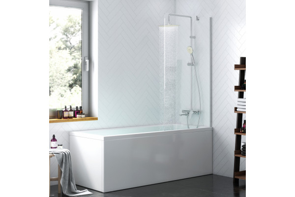 Шторка на ванну Damixa Skyline DX35WBS-080-140MT стекло прозрачное, профиль хром