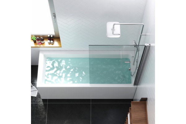 Шторка на ванну Damixa Skyline DX35WBS-D080-140MT распашная, стекло прозрачное