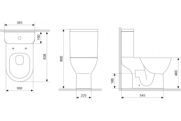 Унитаз-компакт Damixa Luna DX46C8600SC безободковый, с микролифтом, белый, 38.5x63.5 см