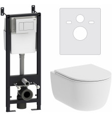 Комплект Damixa Sirius DX86.IS10101.1700 кнопка смыва белая цвет белый,  в современном стиле