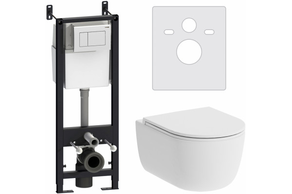 Комплект Damixa Sirius DX86.IS10101.1700 кнопка смыва белая цвет белый,  в современном стиле