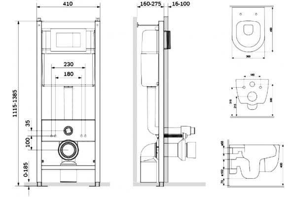 Комплект Damixa Sirius DX86.IS10101.1700 кнопка смыва белая цвет белый,  в современном стиле